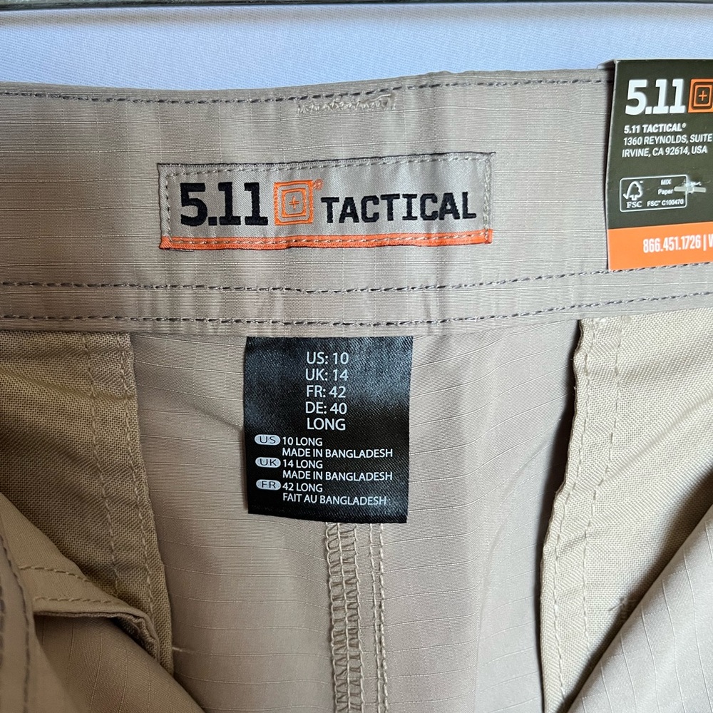 5.11 Tactical women’s fast-tac urban pant size 10 long in khaki NWT - Picture 8 of 11
